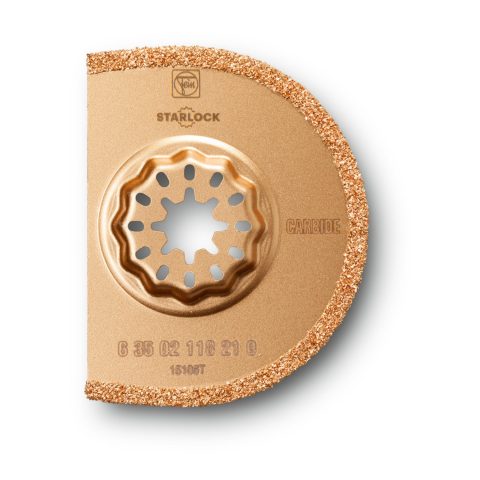 Lama in metallo duro MultiMaster Fein per giunti su piastrelle e materiali edili. Segmentata, economica e precisa. Larghezza 2,2 mm.