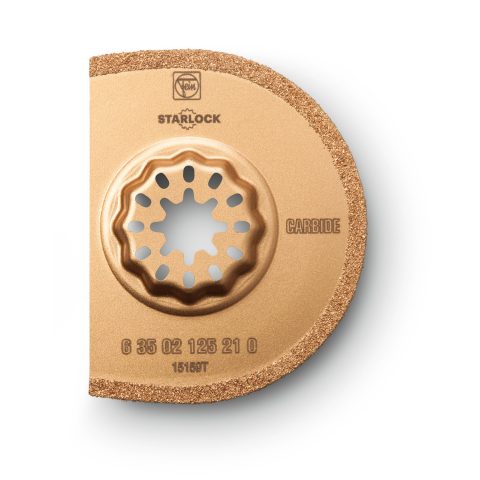 Lama in metallo duro MultiMaster Fein per giunti su piastrelle e materiali edili. Segmentata, economica e precisa. Larghezza 1,2 mm.