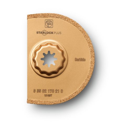 Lama in metallo duro MultiMaster Fein per giunti su piastrelle e materiali edili. Segmentata, economica e precisa. Larghezza 1,2 mm da Ø90mm.